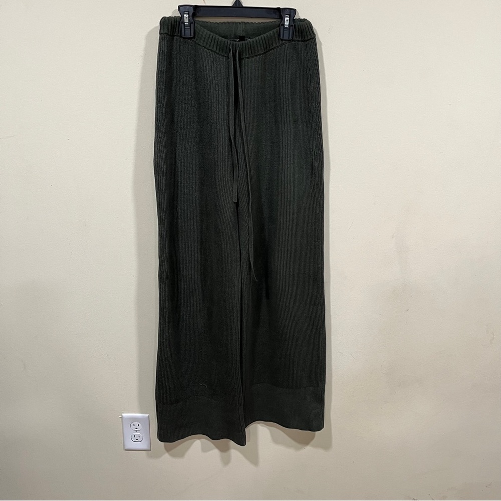 EUC JOSEPH  Size XS Cotton Blend Light Cable Knit pants dark green wide leg
